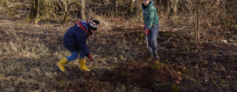 La terre creusée est régalée à proximité